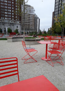 Tables at Love Park