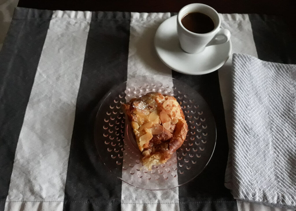 Half of an almond croissant
